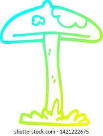 cold gradient line drawing of a cartoon mushroom