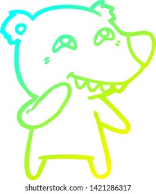 cold gradient line drawing of a cartoon polar bear showing teeth