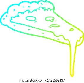 dibujo de línea de degradado frío de una porción de caricatura de pizza