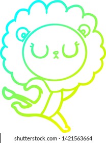 cold gradient line drawing of a cartoon running lion