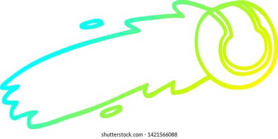cold gradient line drawing of a cartoon flying tennis ball