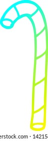 cold gradient line drawing of a cartoon candy cane
