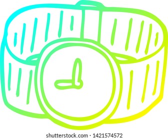 cold gradient line drawing of a cartoon wrist watch