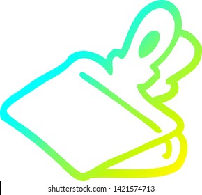 cold gradient line drawing of a cartoon paper clip