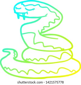 cold gradient line drawing of a cartoon snake