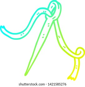 cold gradient line drawing of a cartoon needle and thread