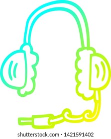 dibujo de línea de gradiente frío de un auricular de dibujos animados