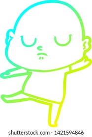 dibujo de línea de gradiente frío de un hombre calvo de dibujos animados