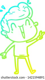 desenho de linha de gradiente frio de um homem animado desenho animado