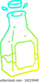 dibujo de línea de gradiente frío de una bebida de dibujos animados en decanter