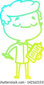 cold gradient line drawing of a cartoon peaceful man