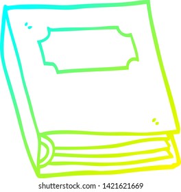 cold gradient line drawing of a cartoon purple book