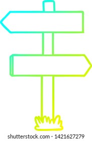 cold gradient line drawing of a cartoon sign post
