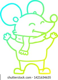 dibujo de línea de degradado frío de un ratón de dibujos animados