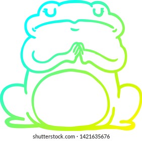 cold gradient line drawing of a cartoon arrogant frog