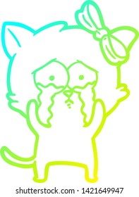 kalte Farbverlauf-Linienzeichnung einer Cartoon Katze