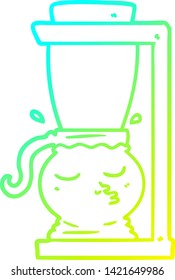 dibujo de línea de degradado frío de una máquina de café filtro de dibujos animados