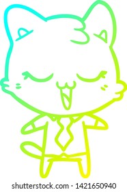 cold gradient line drawing of a cartoon cat