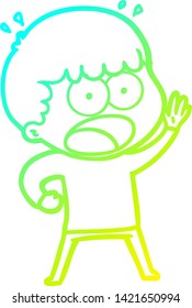dibujo de una línea de degradado frío de un hombre impactado