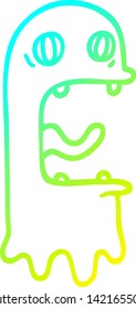 dibujo de línea de degradado frío de un fantasma espeluznante de dibujos animados