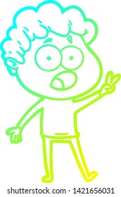 cold gradient line drawing of a cartoon man gasping in surprise