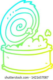cold gradient line drawing of a cartoon canned fish