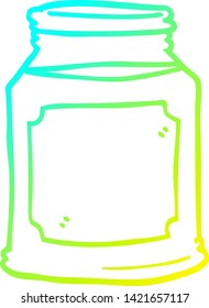 dibujo de línea de gradiente frío de una vela de dibujos animados en un frasco