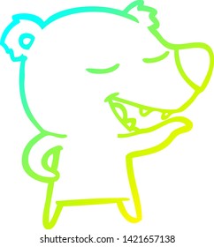 cold gradient line drawing of a cartoon bear
