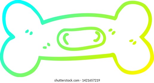 cold gradient line drawing of a cartoon pet bone