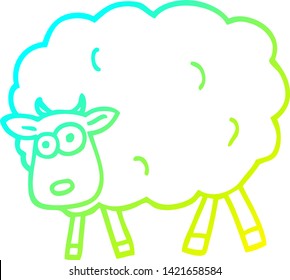 dibujo de línea de gradiente frío de una oveja de dibujos animados