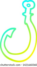 cold gradient line drawing of a cartoon hook