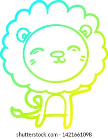 dibujo de línea de gradiente frío de un león de dibujos animados