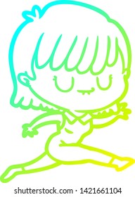 dibujo de línea de gradiente frío de una mujer caricaturista