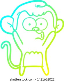 dibujo de una línea de degradado frío de un mono sorprendido