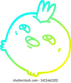 cold gradient line drawing of a cartoon happy root vegetable
