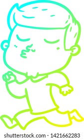 dibujo de línea de gradiente frío de un tipo de modelo de dibujos animados puliendo