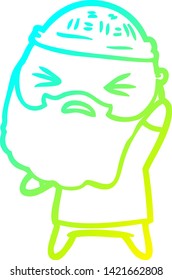 cold gradient line drawing of a cartoon man with beard
