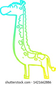 cold gradient line drawing of a cartoon giraffe