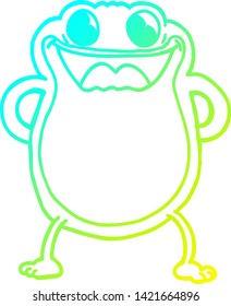 cold gradient line drawing of a cartoon frog