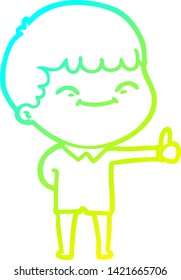 dibujo de línea de gradiente frío de un niño feliz de caricatura
