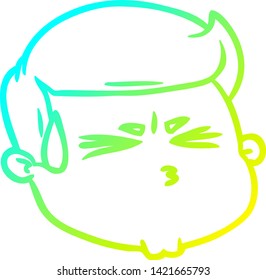 cold gradient line drawing of a cartoon male face