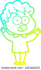 cold gradient line drawing of a cartoon man gasping in surprise