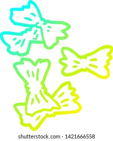 dibujo de línea de gradiente frío de una pasta de trigo de dibujos animados