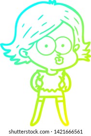 cold gradient line drawing of a cartoon girl pouting