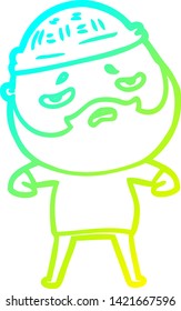 dibujo de una línea de degradado frío de un hombre preocupado con barba