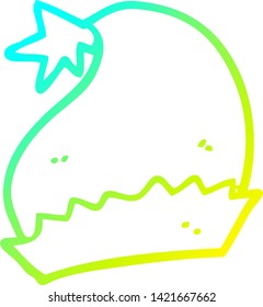 cold gradient line drawing of a cartoon santa hat