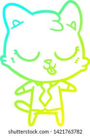 dibujo de línea de gradiente frío de un gato comercial de dibujos animados