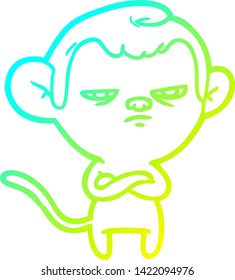cold gradient line drawing of a cartoon monkey
