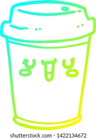 cold gradient line drawing of a cartoon take out coffee