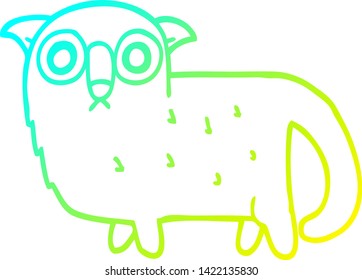 cold gradient line drawing of a cartoon funny cat